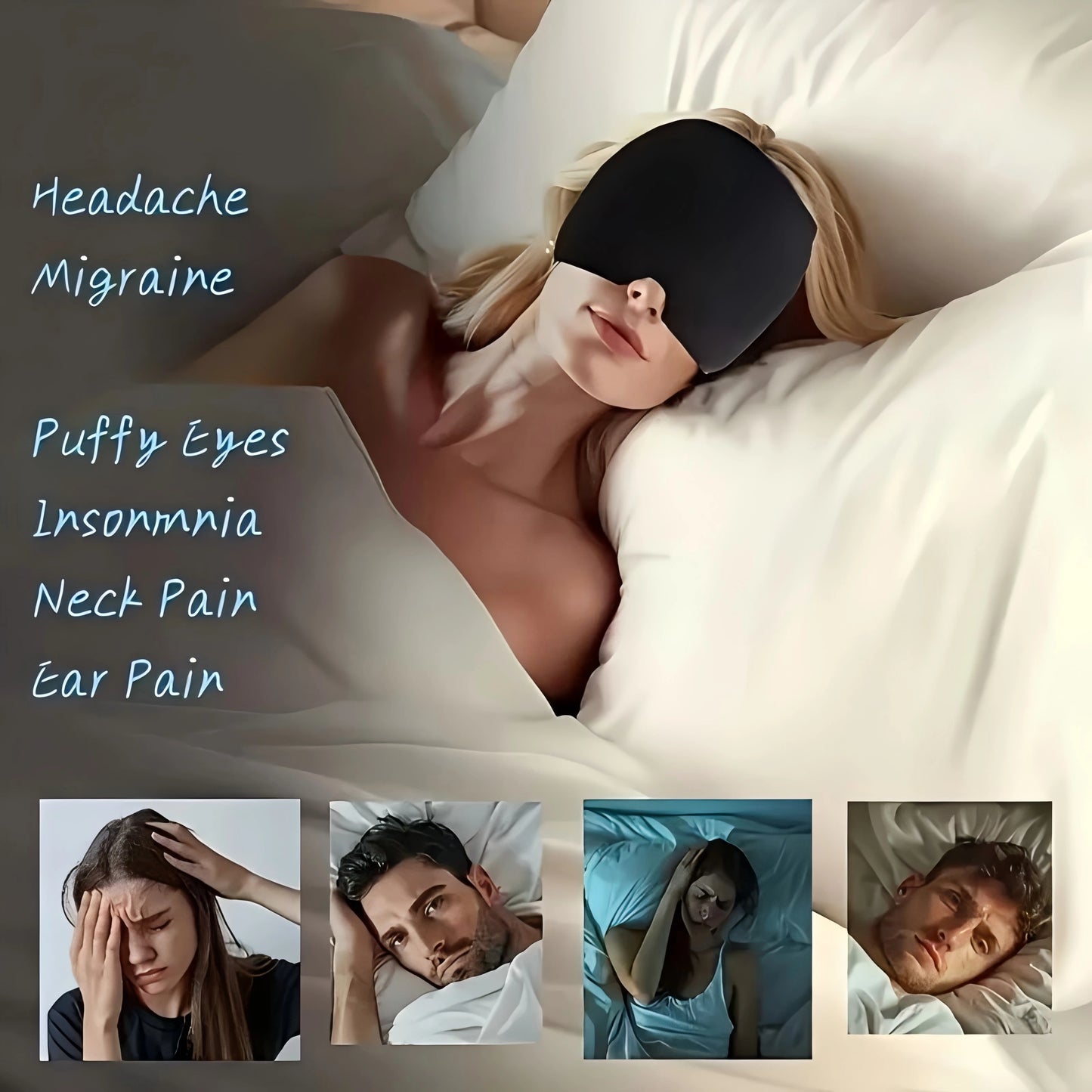 Cooling Therapy Migraine Cap for Headache Relief and Eye Puffiness