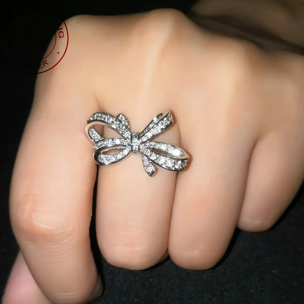 WPOOCC 925 Sterling Silver Bowknot Wedding Ring For Women