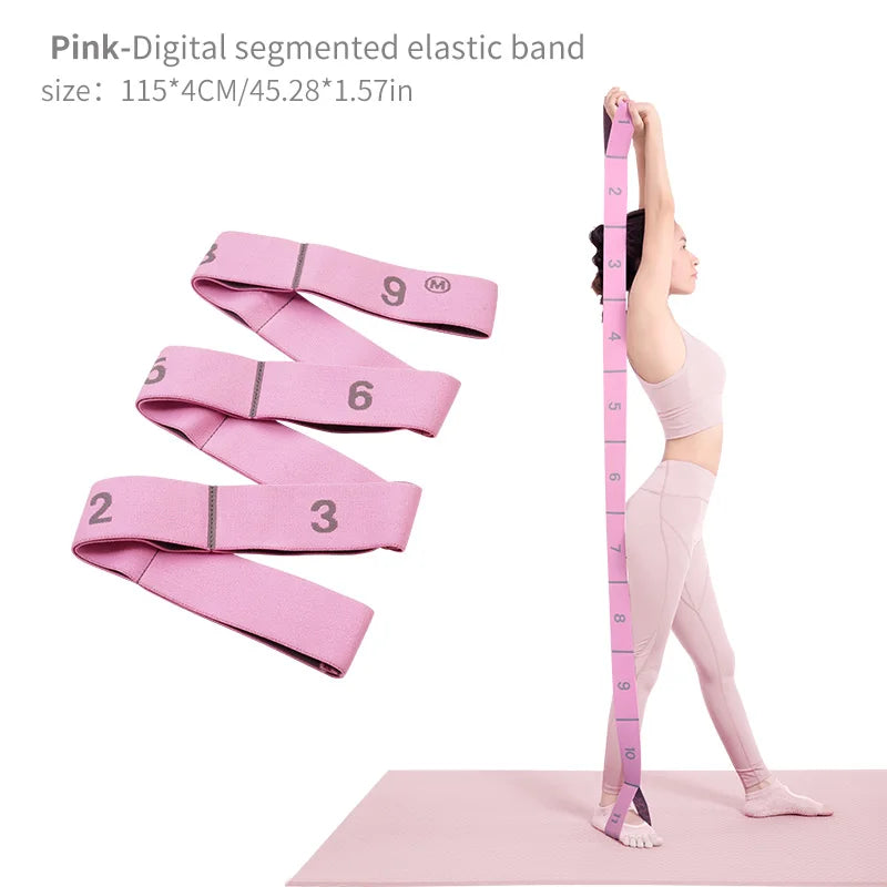 Elastic Yoga Stretching Strap With Loops For Ballet And Body