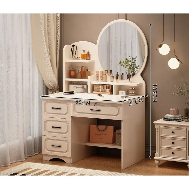 European Minimalist Dressing Table With Integrated Vanity Storage