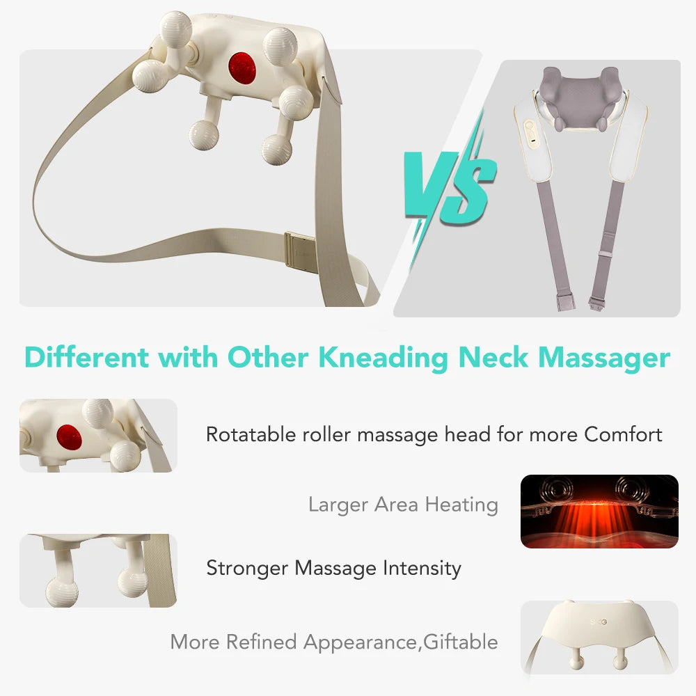 SKG Cordless Neck Massager With Heat 6D Portable Deep Tissue