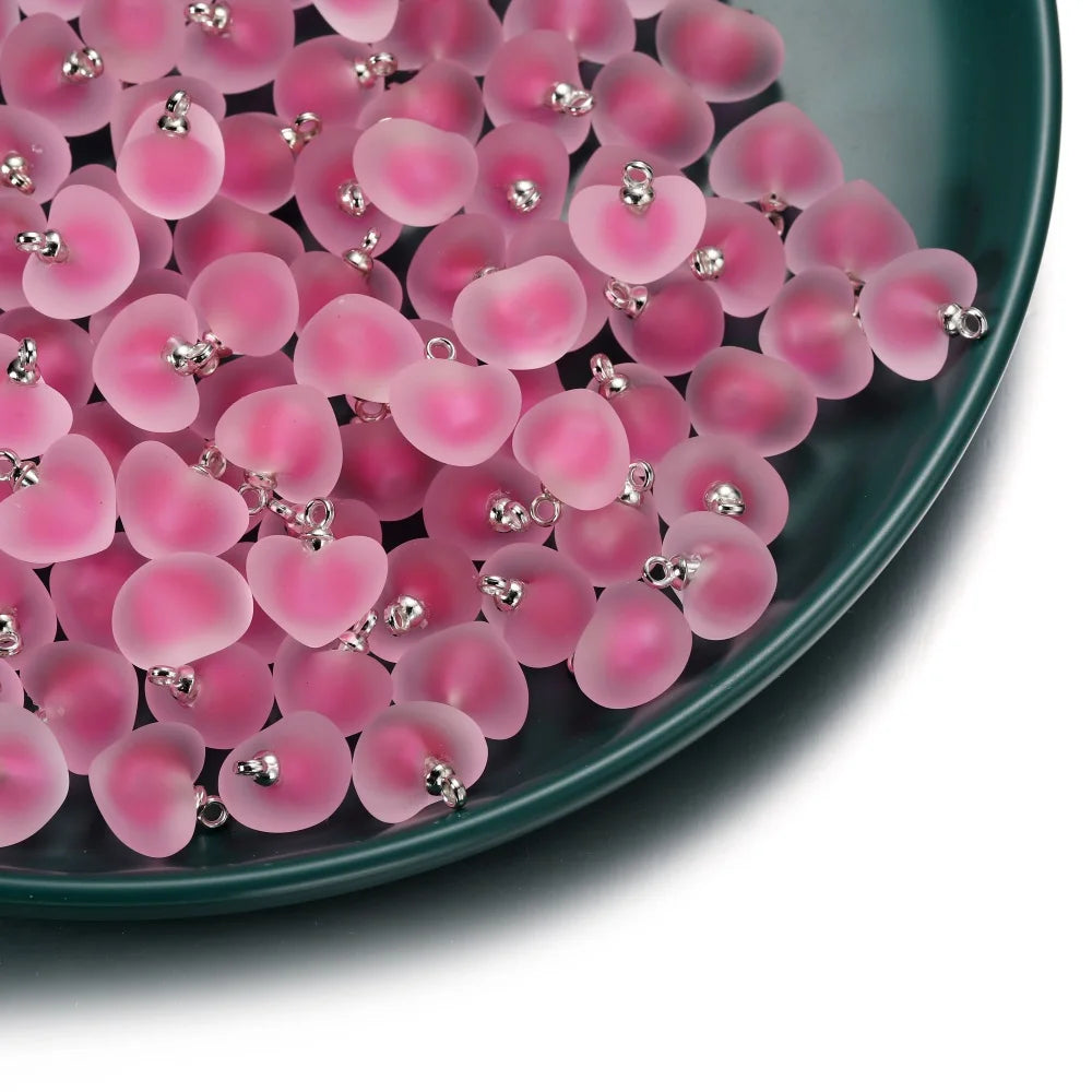St.kunkka Charms Frosted Heart Charms For Jewelry Making