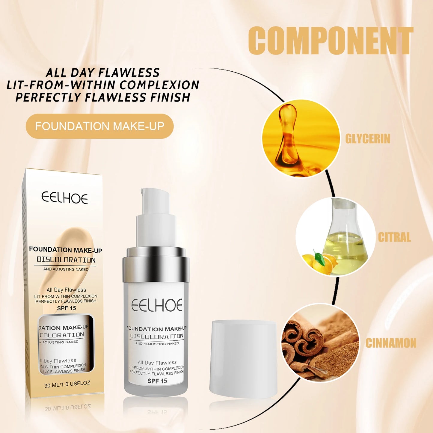 Color Changing Liquid Foundation Waterproof No Creasing No Separation Lightweight
