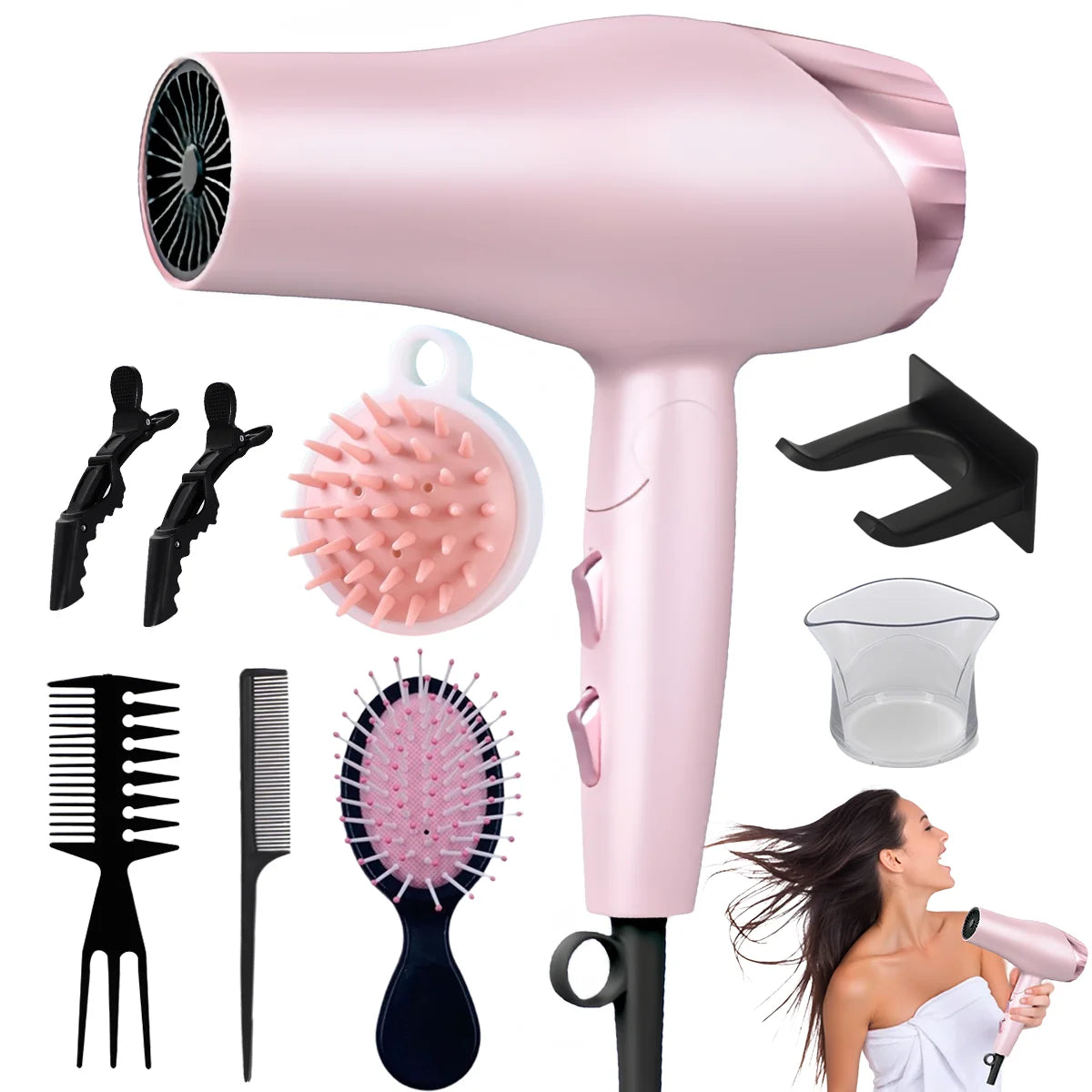 B BEICHEN Foldable Hair Dryer With Diffuser 2 Speeds