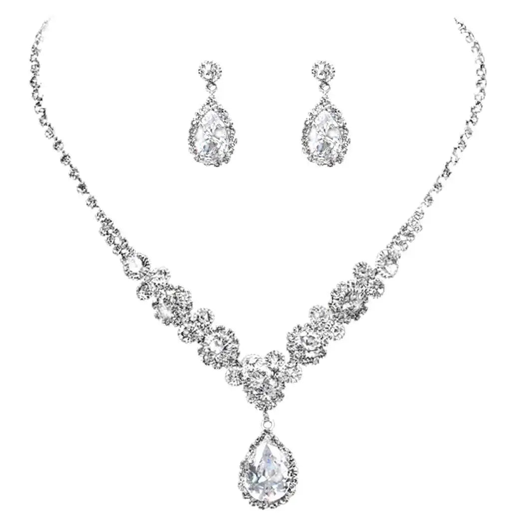 Imitation Moissanite Diamond Jewelry Set Necklace Bracelet For Women