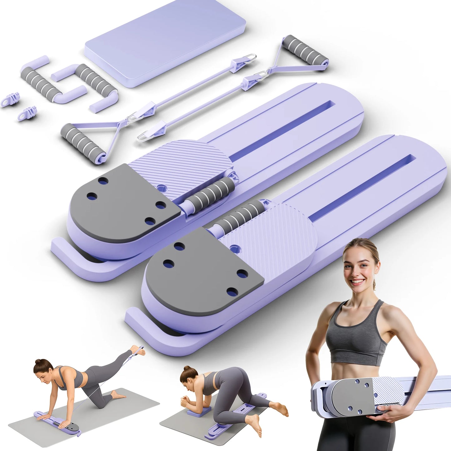 Abdominal Pilates Board Detachable Resistance Bands LCD Display