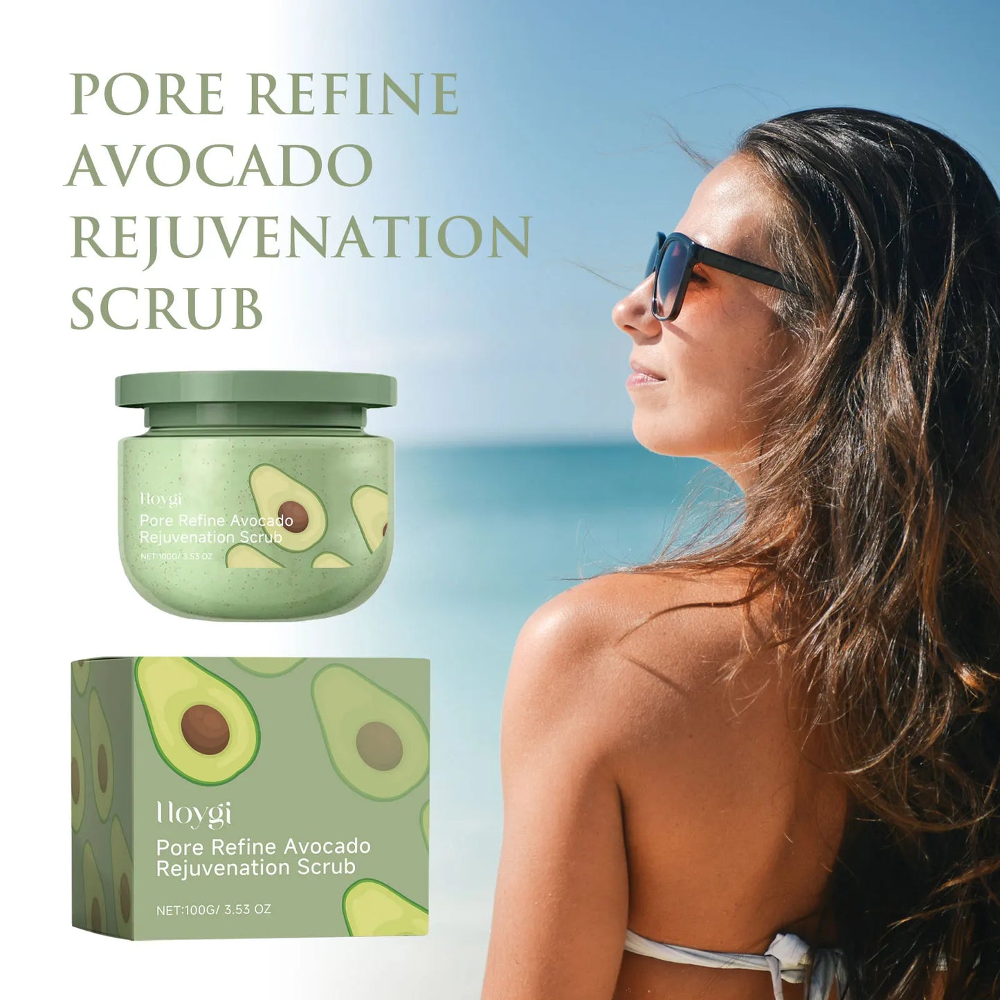 Hoygi Avocado Exfoliating Body Scrub for Clean Pores and Moisturizing