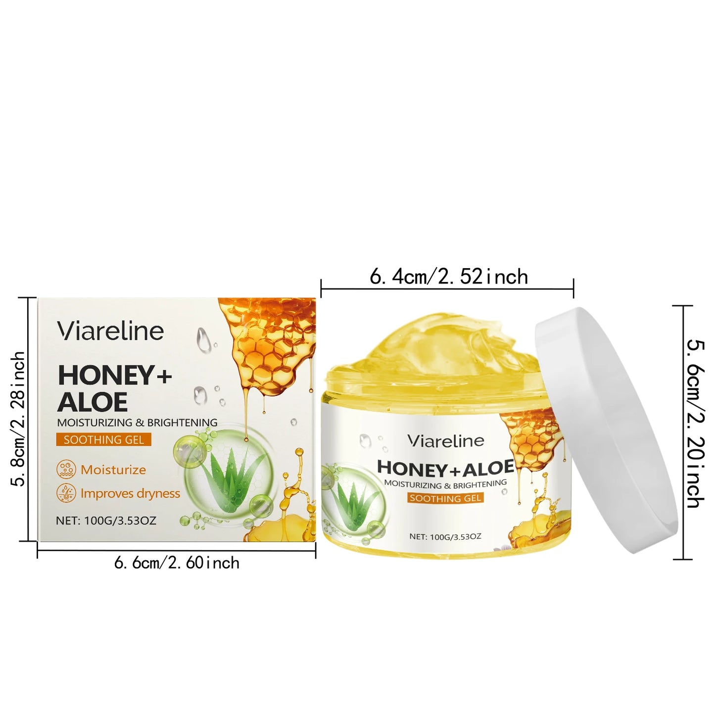 Viareline Honey Aloe Vera Face Gel Moisturizing For Sunburn Relief