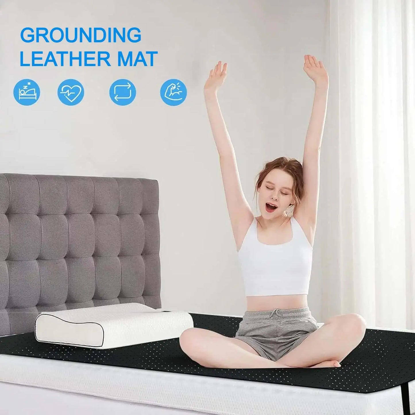 NONECN Grounding Sheet And Mat With Perforated Conductive Faux Leather
