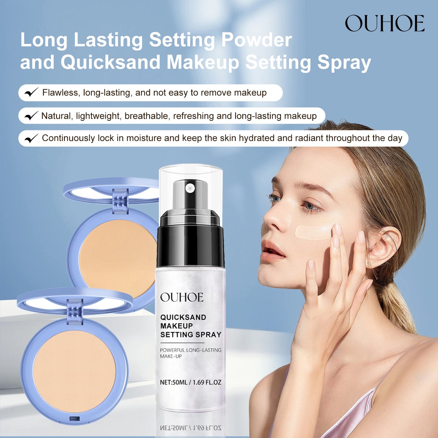 Ouhoe Loose Powder Setting Spray Waterproof Foundation