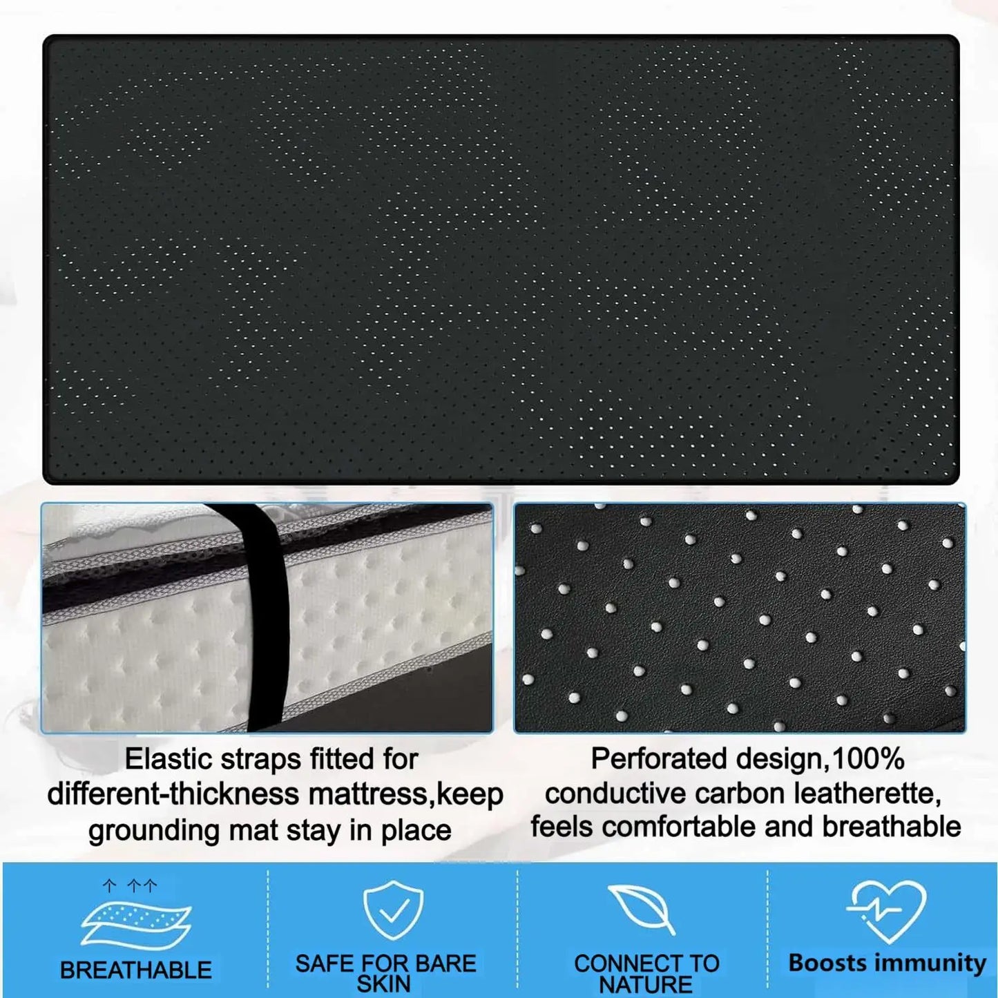 NONECN Grounding Sheet And Mat With Perforated Conductive Faux Leather