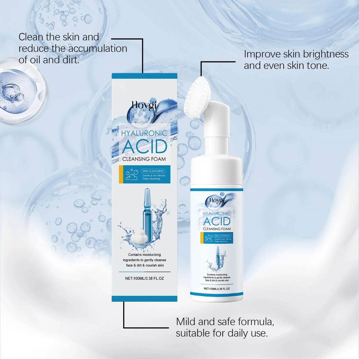 Hoygi Hyaluronic Acid Face Foam Cleanser for Pores and Moisture
