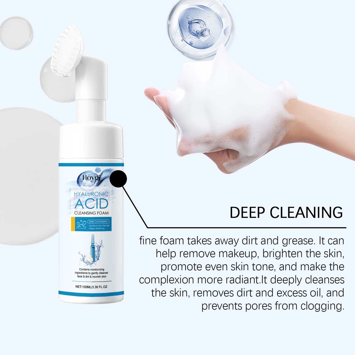Hoygi Hyaluronic Acid Face Foam Cleanser for Pores and Moisture