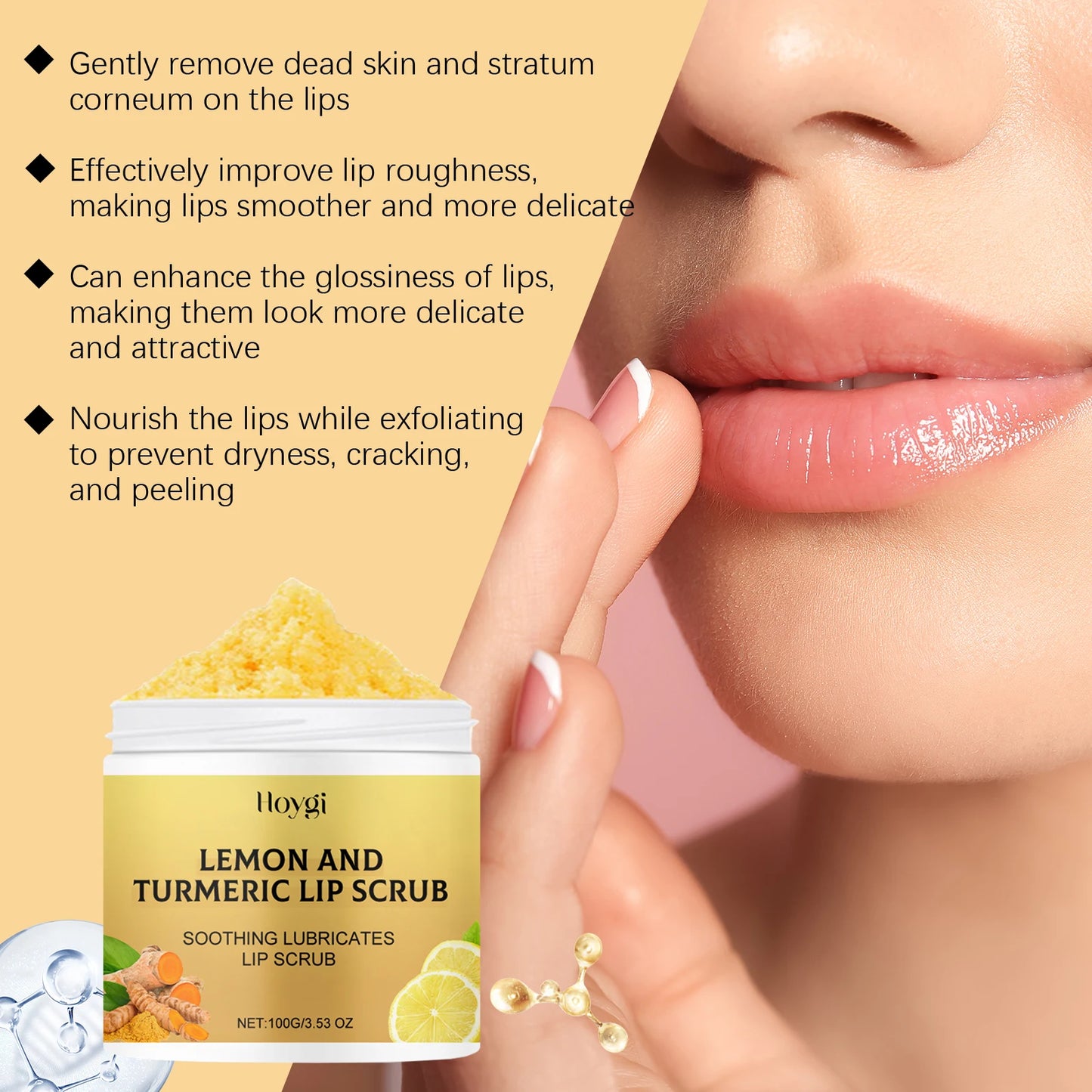 Hoygi Turmeric Lemon Lip Scrub Moisturizing Exfoliating Lip Care