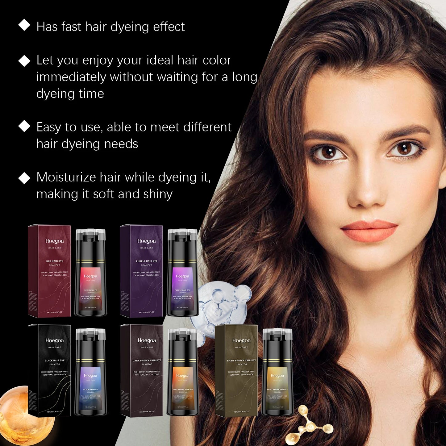 HOEGOA Multi Color Dyeing Hair Shampoo For Lasting Color