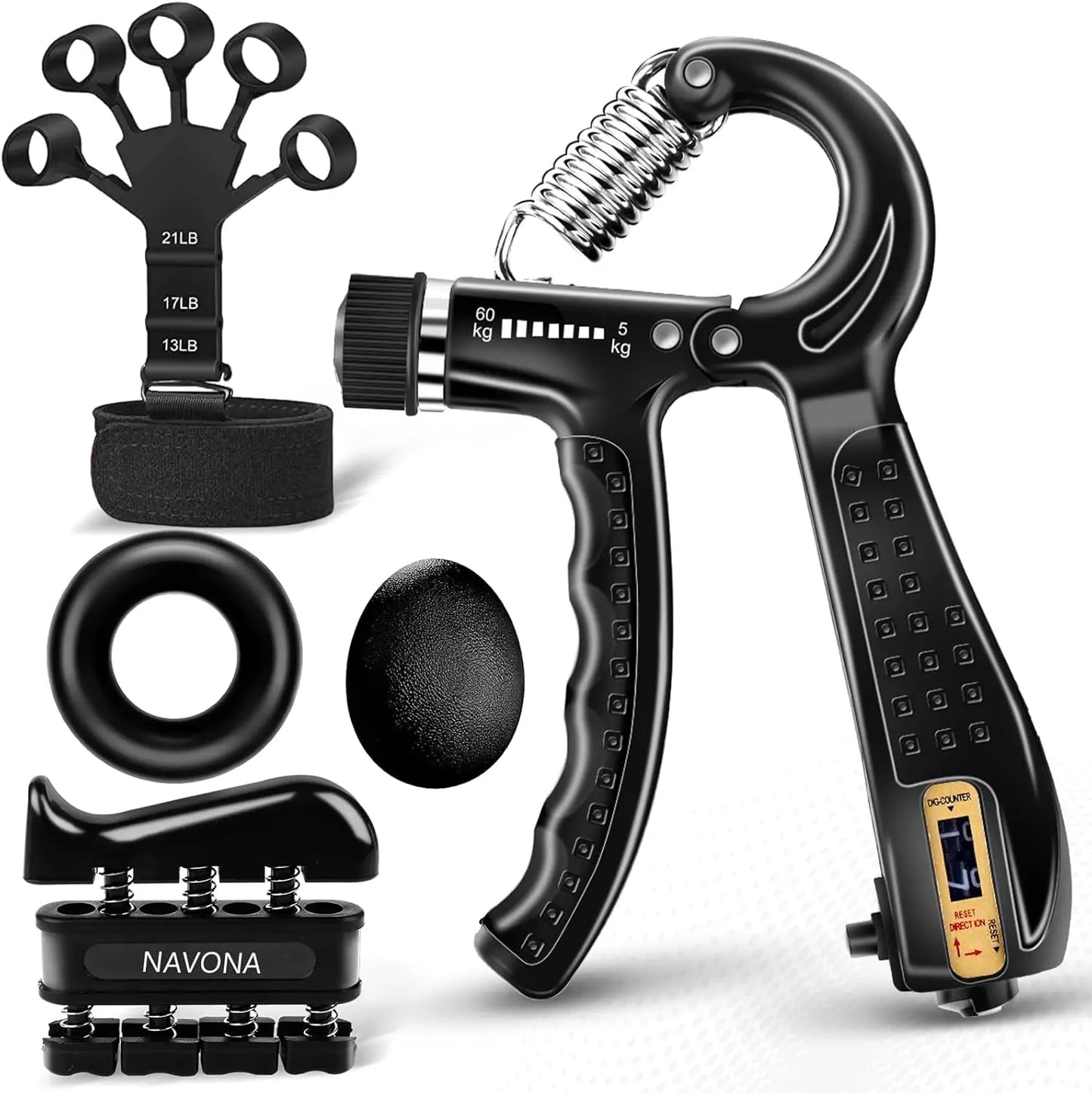 Grip Trainer Kit Hand Grippers Forearm Ring Stress Ball Exercisers
