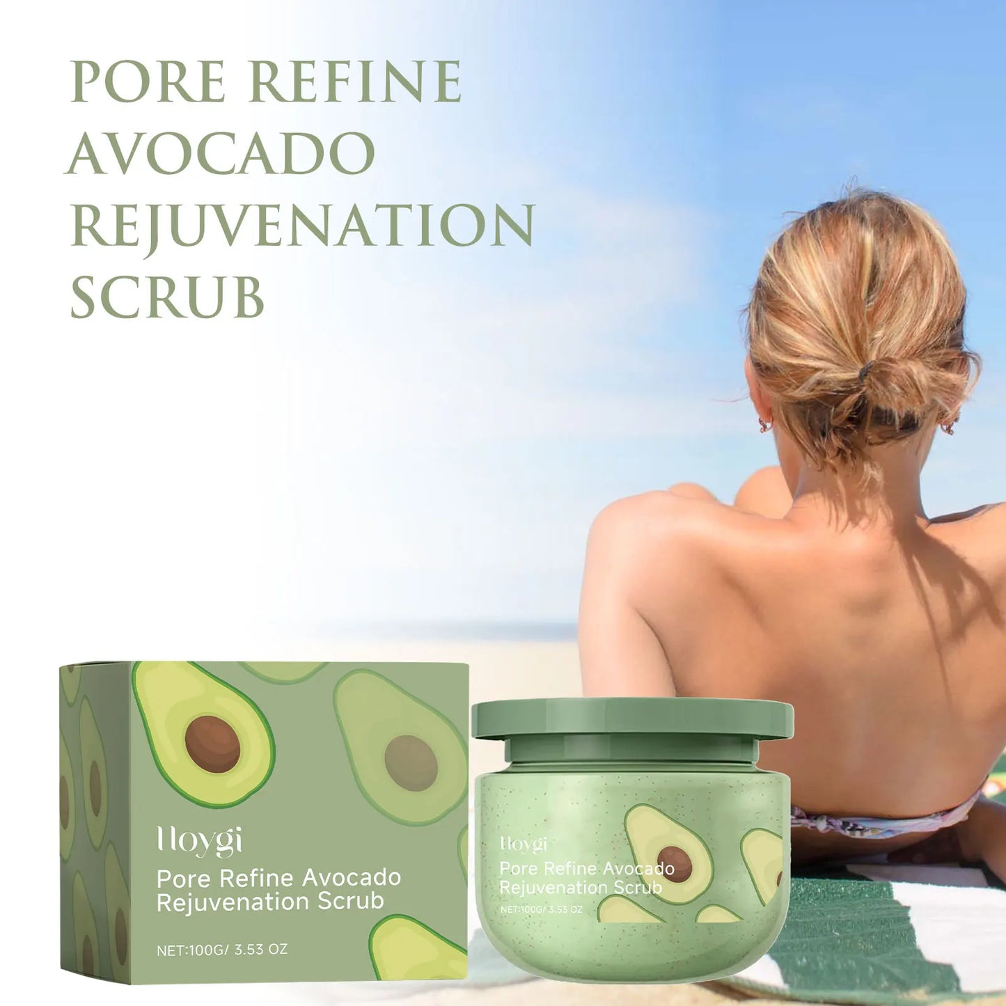 Hoygi Avocado Exfoliating Body Scrub for Clean Pores and Moisturizing
