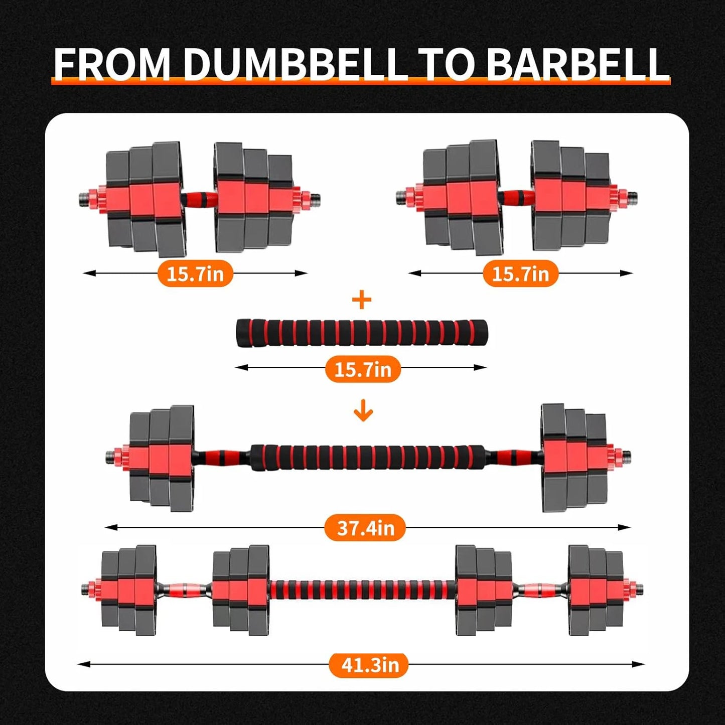 Adjustable Dumbbell Barbell Fitness Set Anti Slip Grip