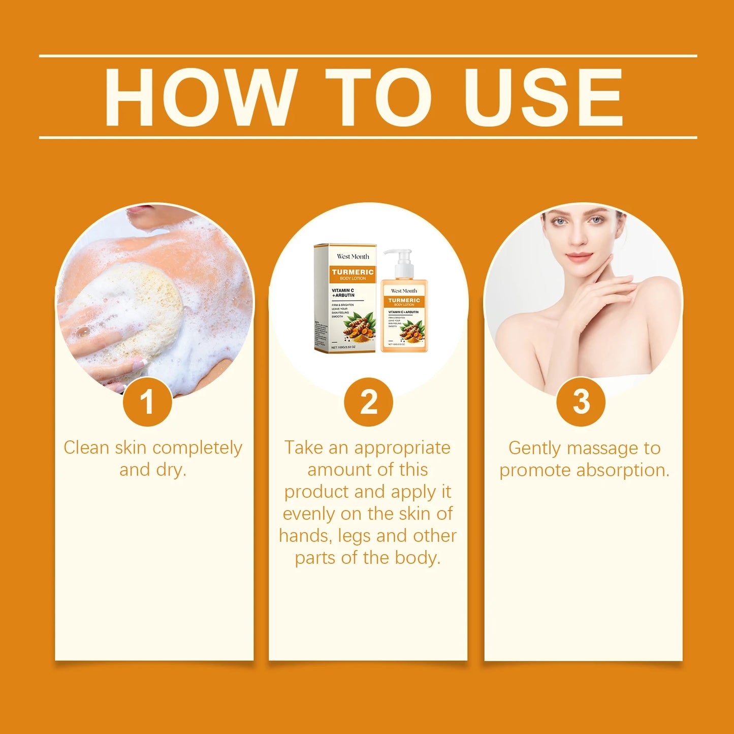 Ouhoe Turmeric Body Lotion Moisturizing Anti Aging Firming Non Greasy