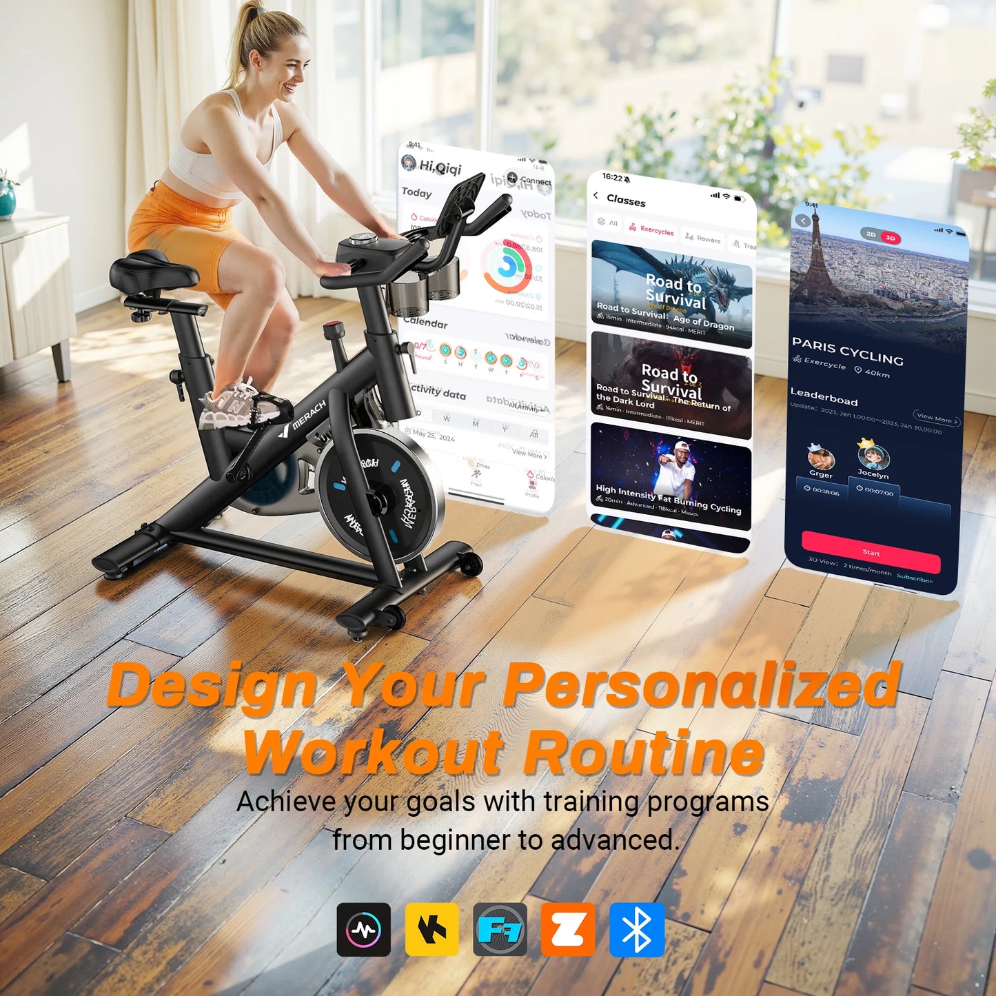MERACH Low Noise Stationary Bike With Tablet Mount