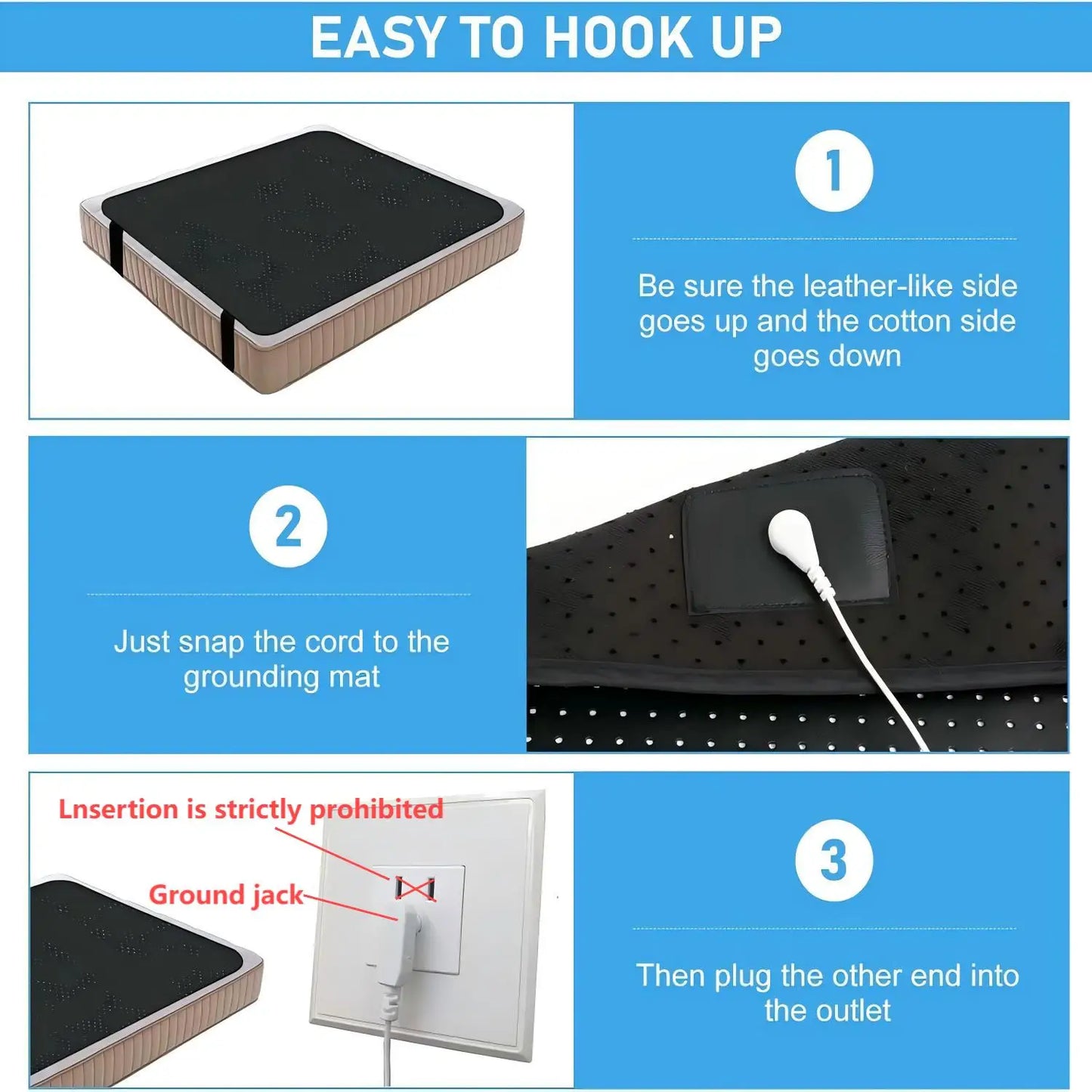 NONECN Grounding Sheet And Mat With Perforated Conductive Faux Leather