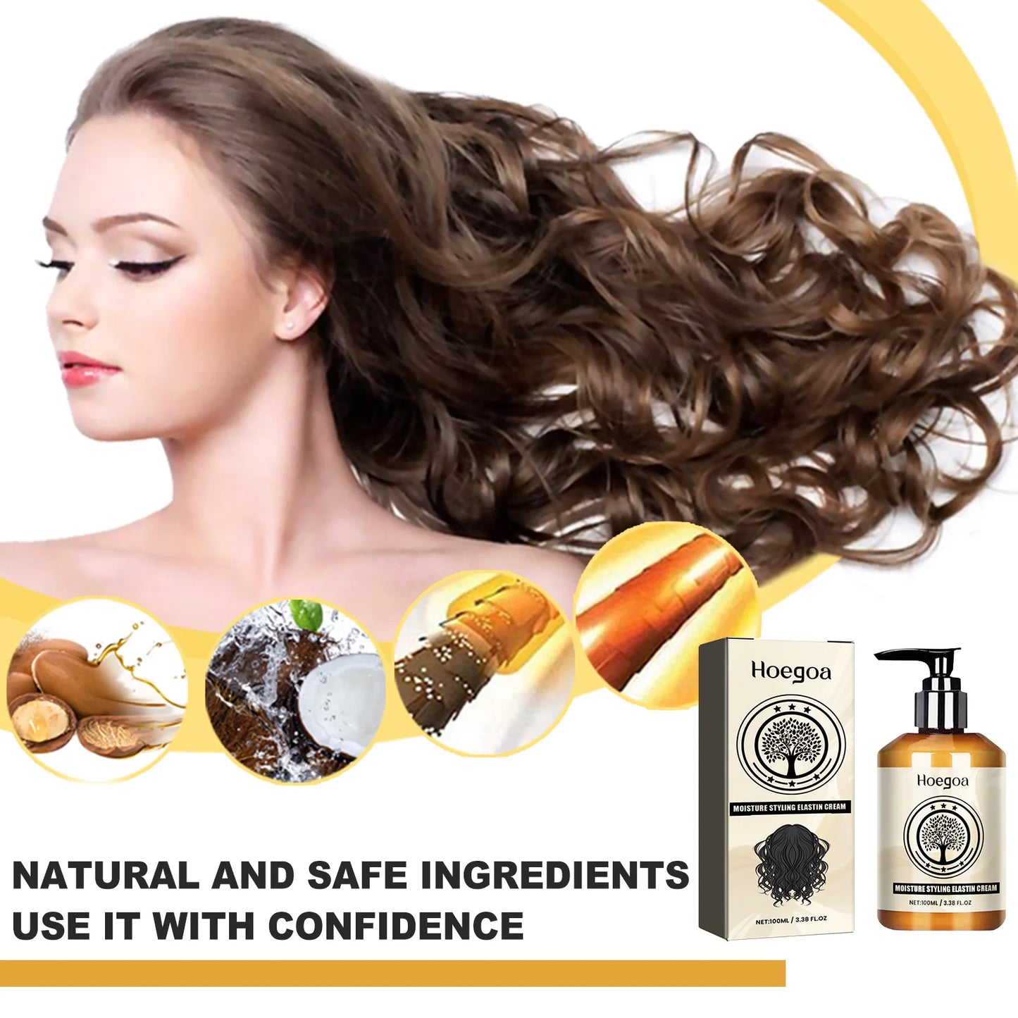 Hoegoa Moroccan Hair Elastic Styling Cream For Curly Hair