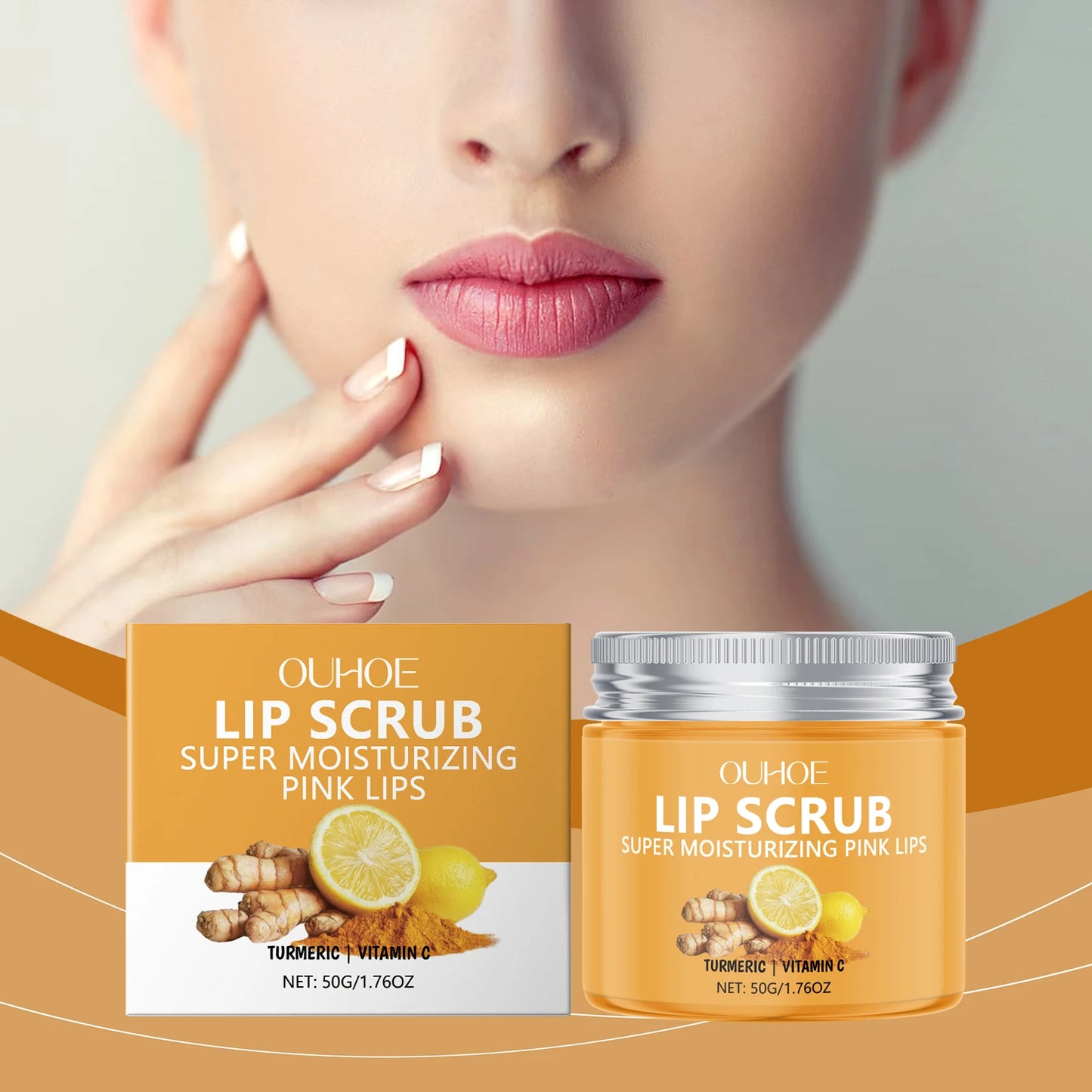 Ouhoe Turmeric Lip Scrub Moisturizing Exfoliating Nourishing