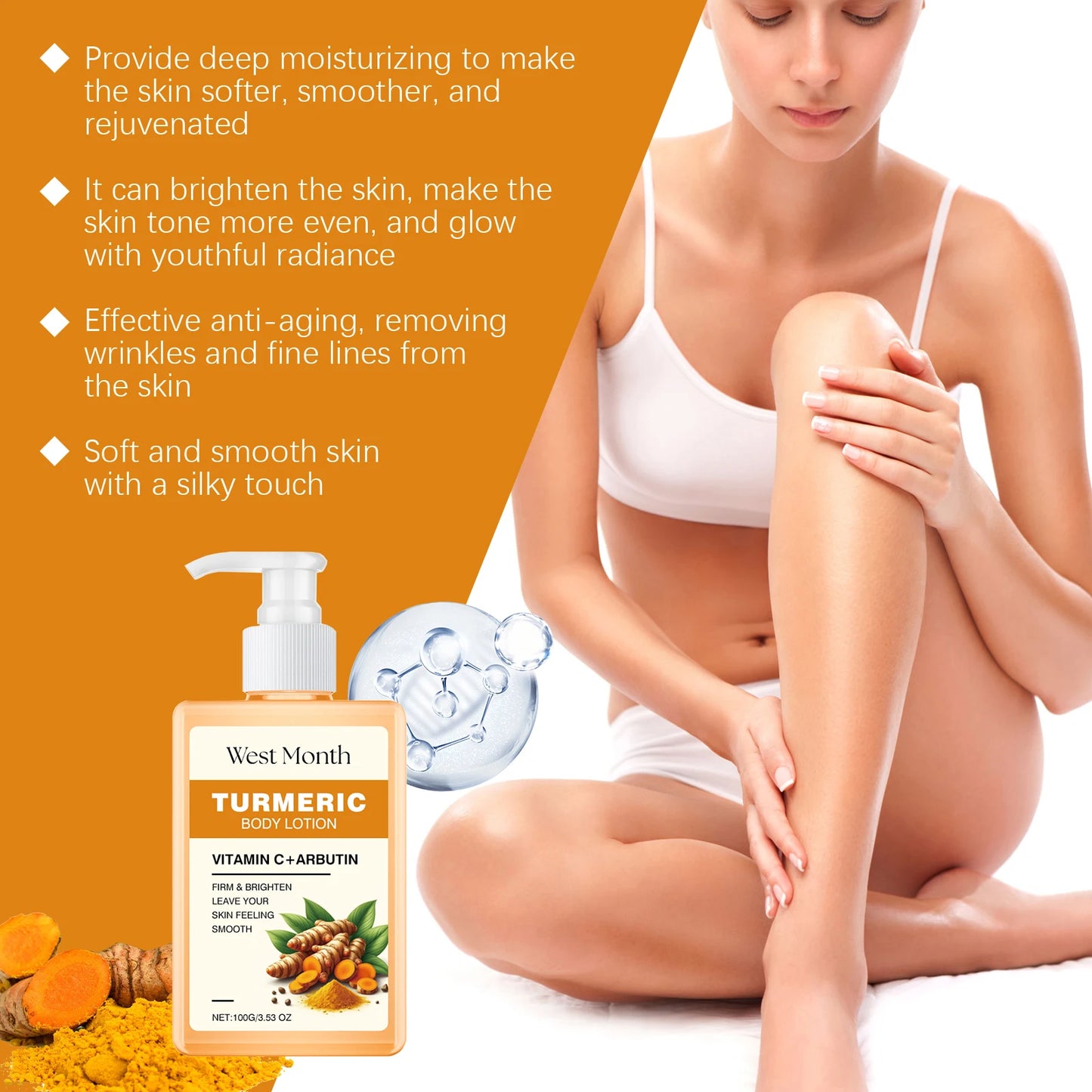 Ouhoe Turmeric Body Lotion Moisturizing Anti Aging Firming Non Greasy