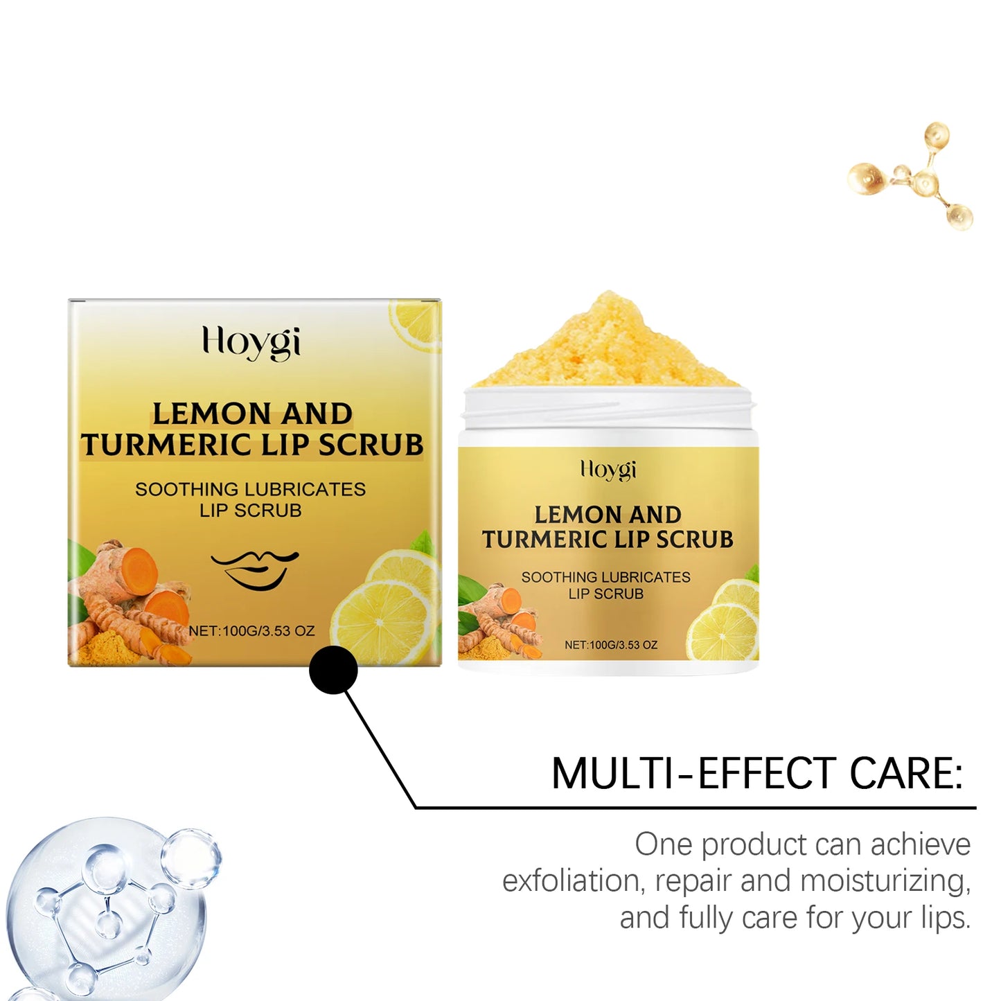 Hoygi Turmeric Lemon Lip Scrub Moisturizing Exfoliating Lip Care