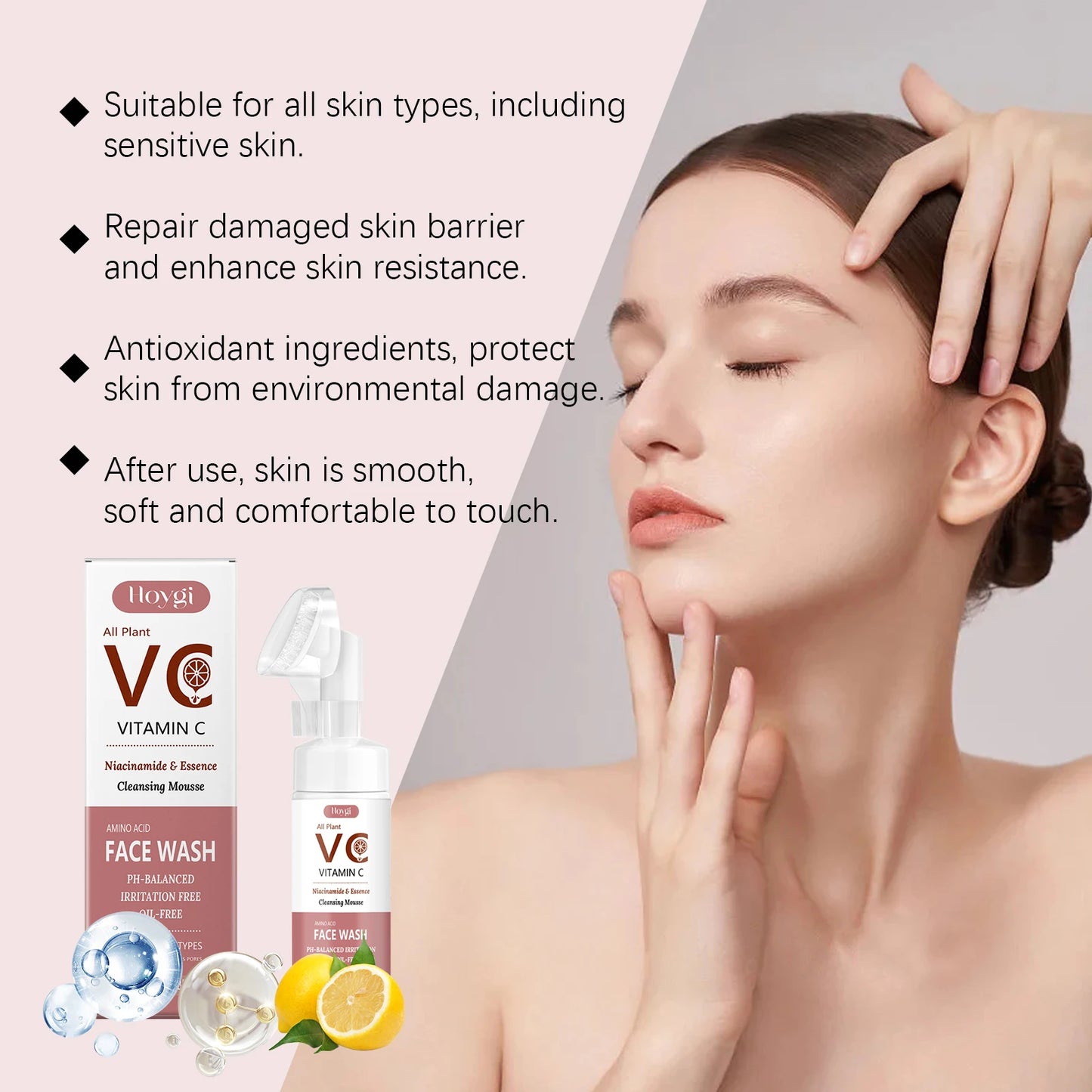 Hoygi Vitamin C Foam Facial Cleanser For Brightening Skin