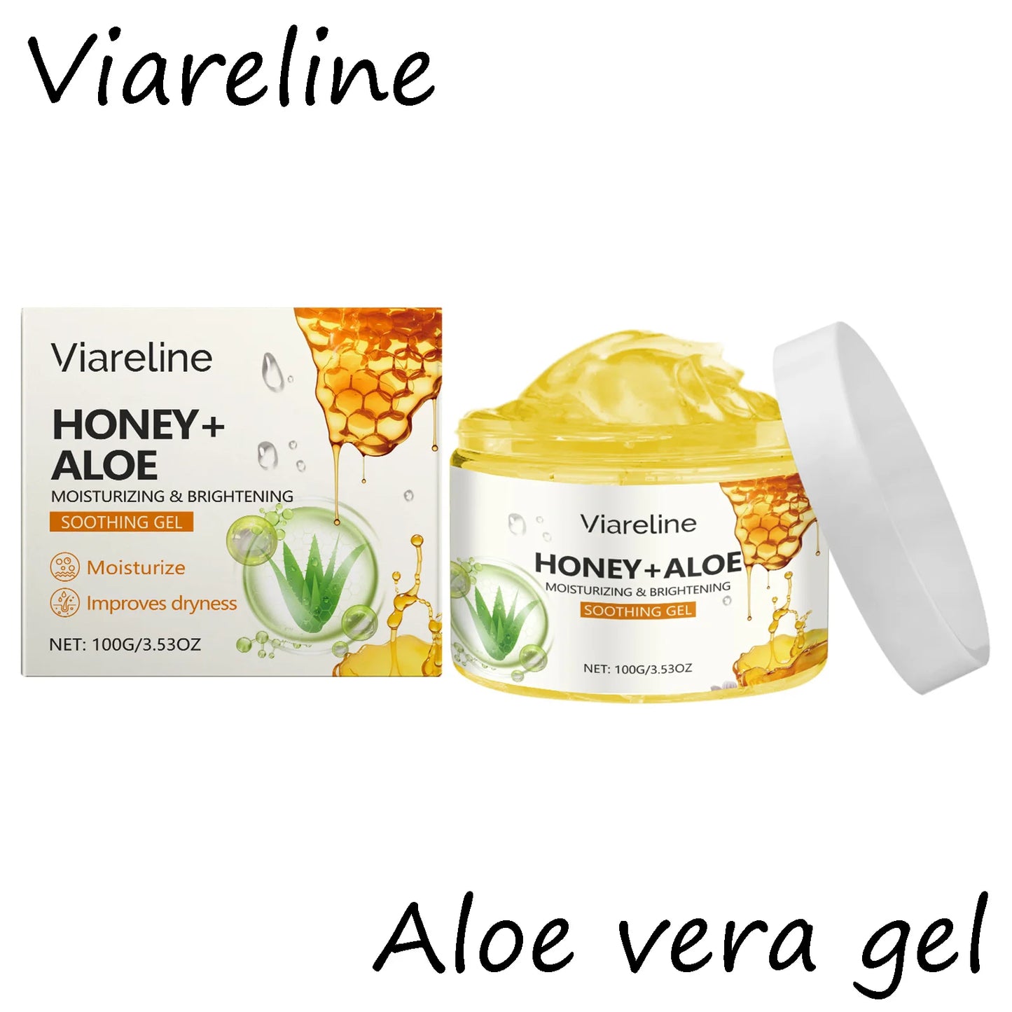 Viareline Honey Aloe Vera Face Gel Moisturizing For Sunburn Relief
