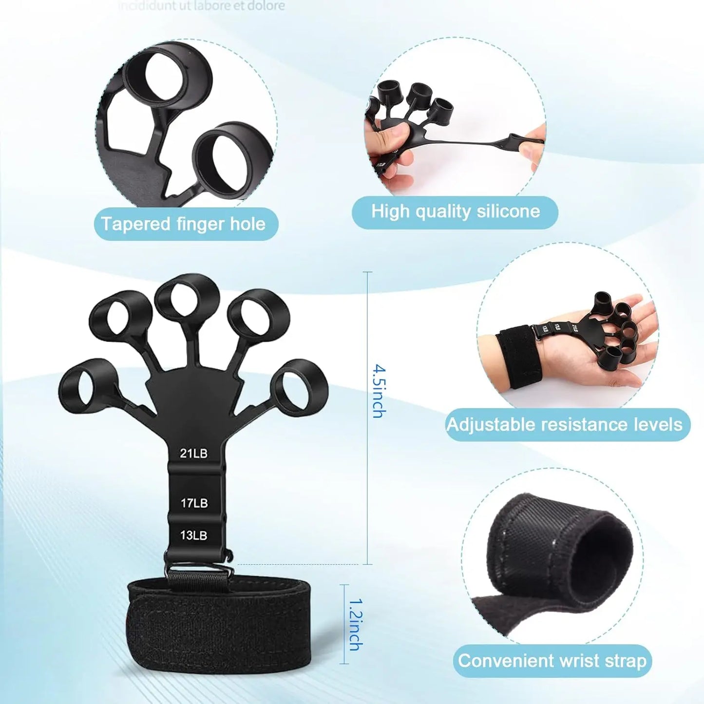 Grip Trainer Kit Hand Grippers Forearm Ring Stress Ball Exercisers