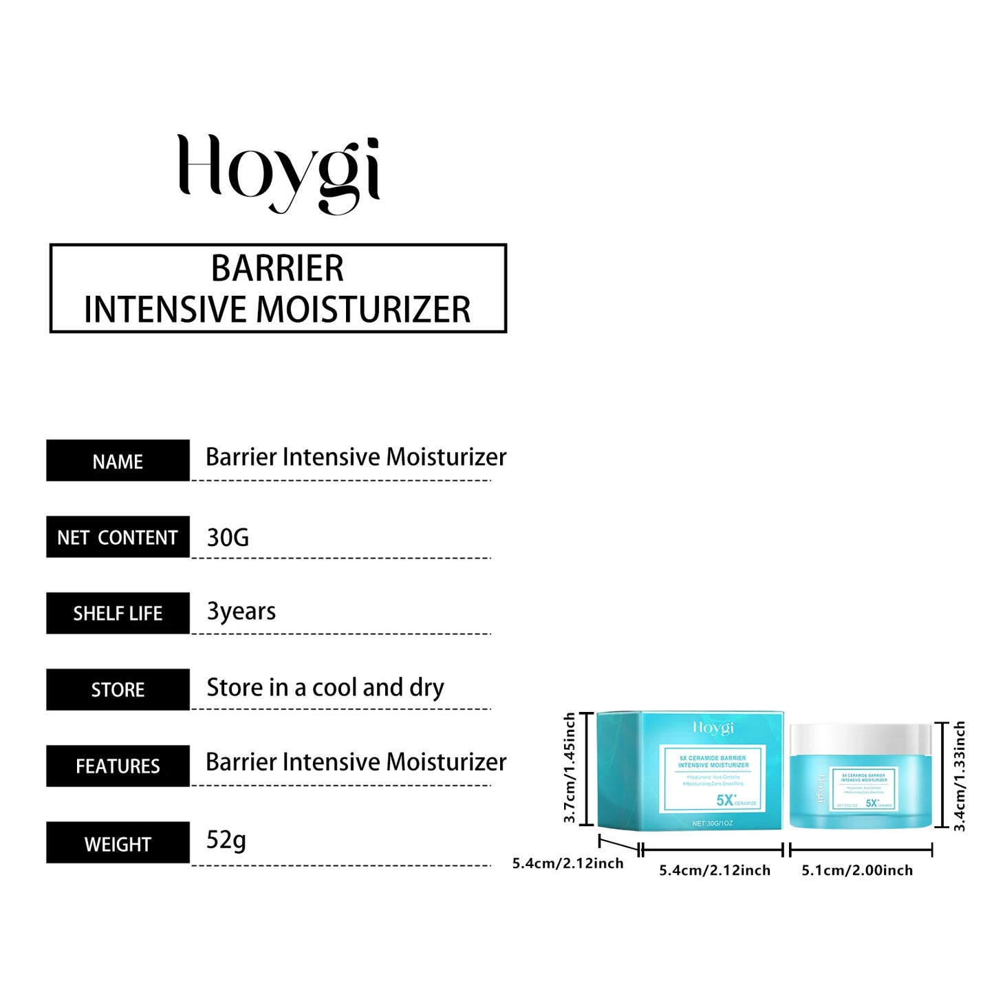 Hoygi Centella Asiatica Repairing Moisturizer For Damaged Acne Prone Skin