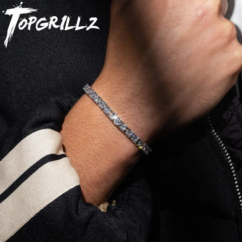 TOPGRILLZ Cubic Zirconia Tennis Chain Bracelet for Men