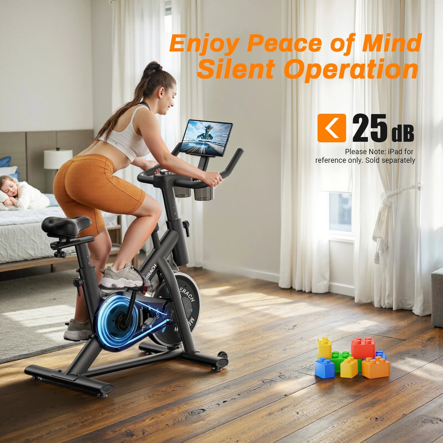 MERACH Low Noise Stationary Bike With Tablet Mount