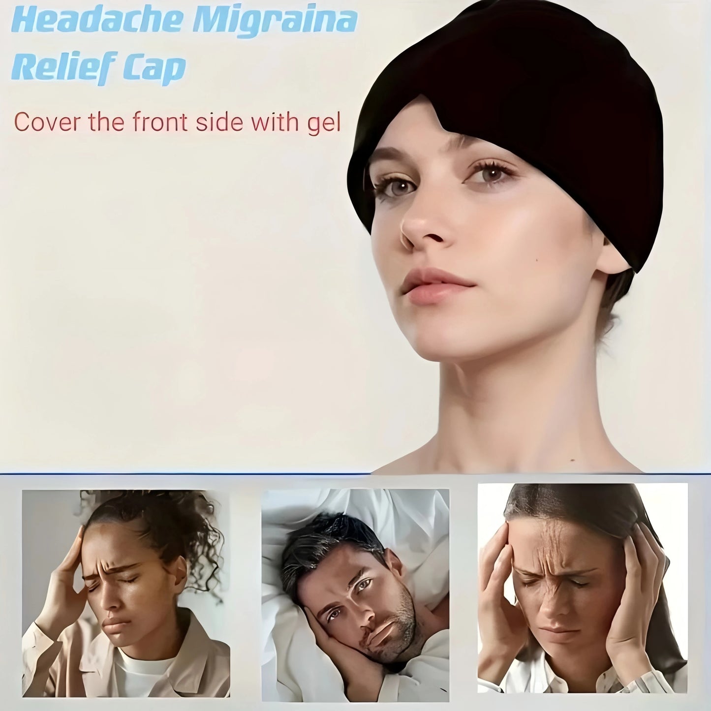 Cooling Therapy Migraine Cap for Headache Relief and Eye Puffiness