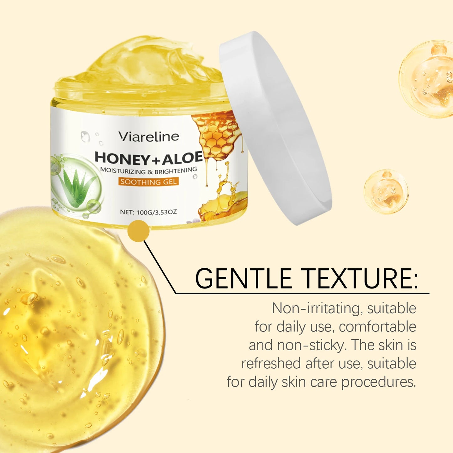 Viareline Honey Aloe Vera Face Gel Moisturizing For Sunburn Relief