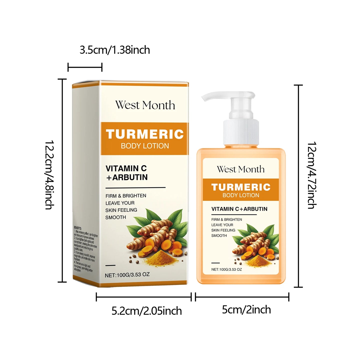 Ouhoe Turmeric Body Lotion Moisturizing Anti Aging Firming Non Greasy