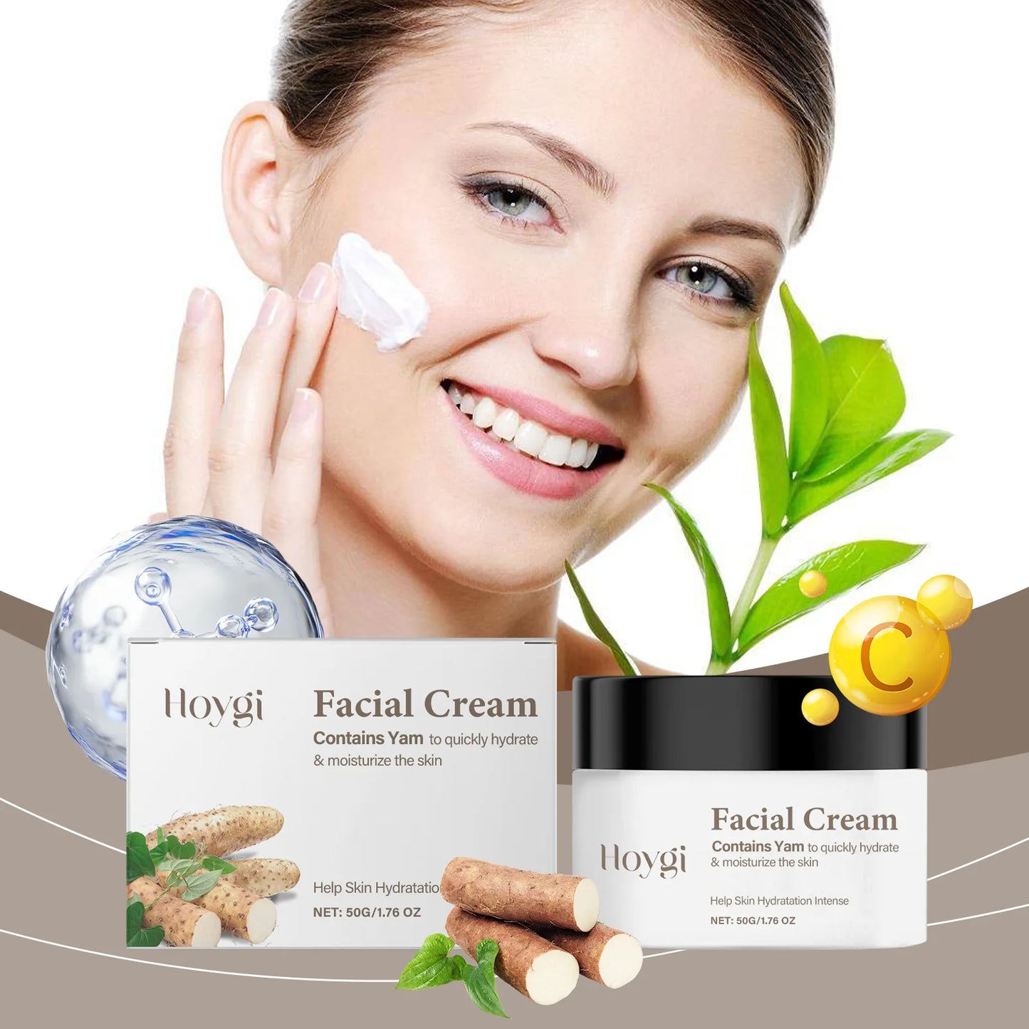 Hoygi Yam Face Cream Moisturizing Antioxidant Hydration and Texture Refinement