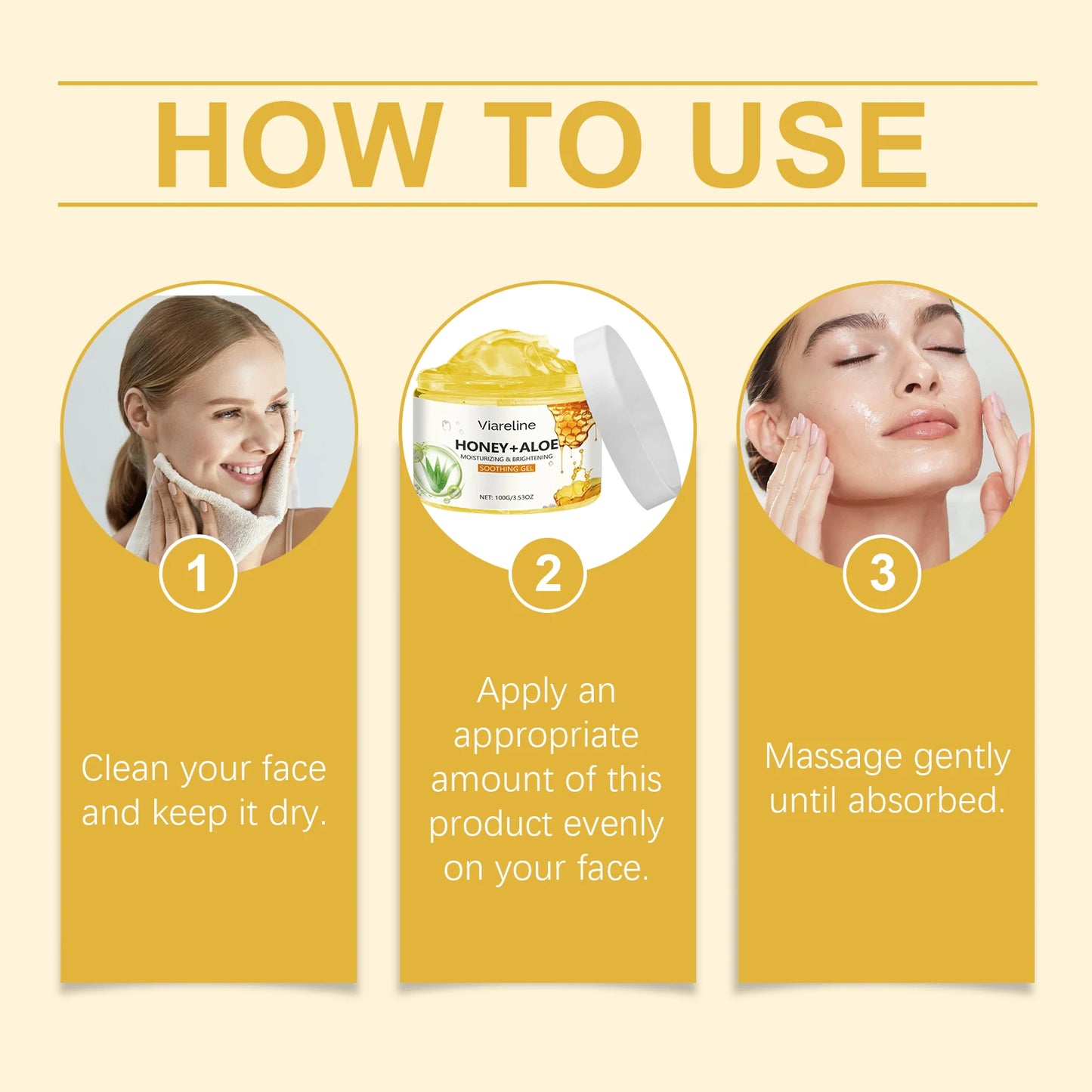 Viareline Honey Aloe Vera Face Gel Moisturizing For Sunburn Relief