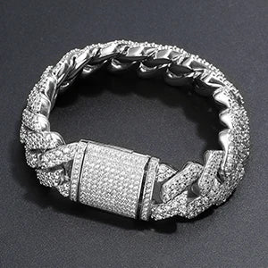 ICEOUTBOXCN Crystal Cuban Link Bracelet Iced Out Jewelry
