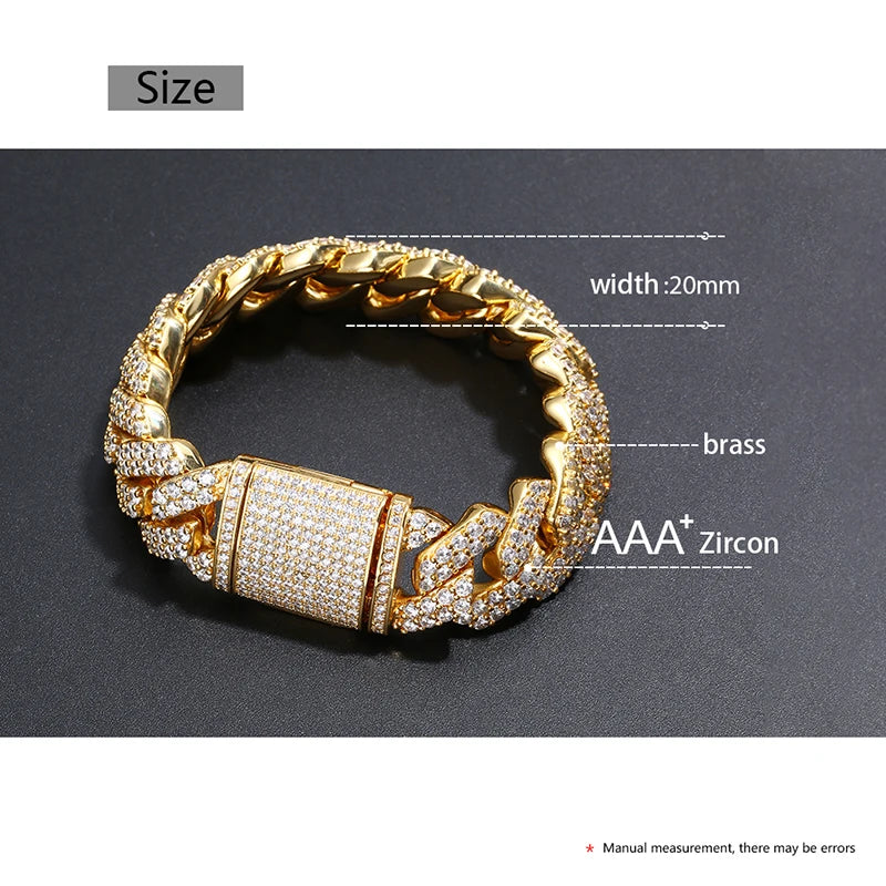 ICEOUTBOXCN Crystal Cuban Link Bracelet Iced Out Jewelry