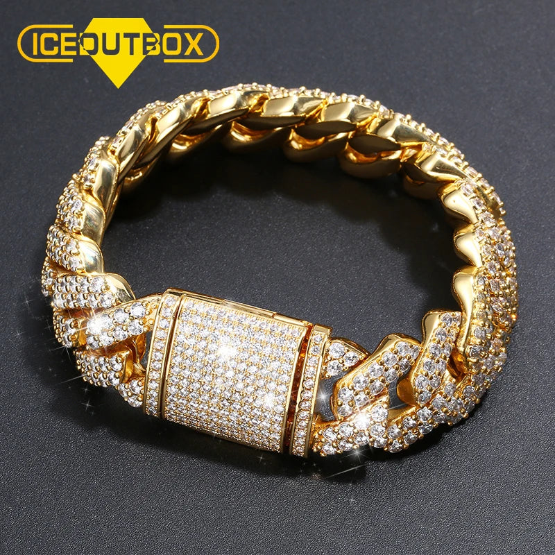 ICEOUTBOXCN Crystal Cuban Link Bracelet Iced Out Jewelry