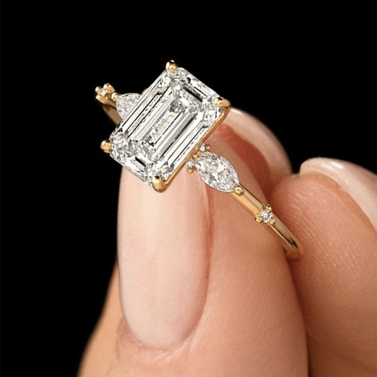 Sterling Silver Moissanite Ring 3.5ct Unisex S925 Fine Jewelry