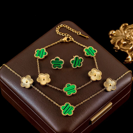 Stainless Steel Clover Reversible Jewelry Set for Women