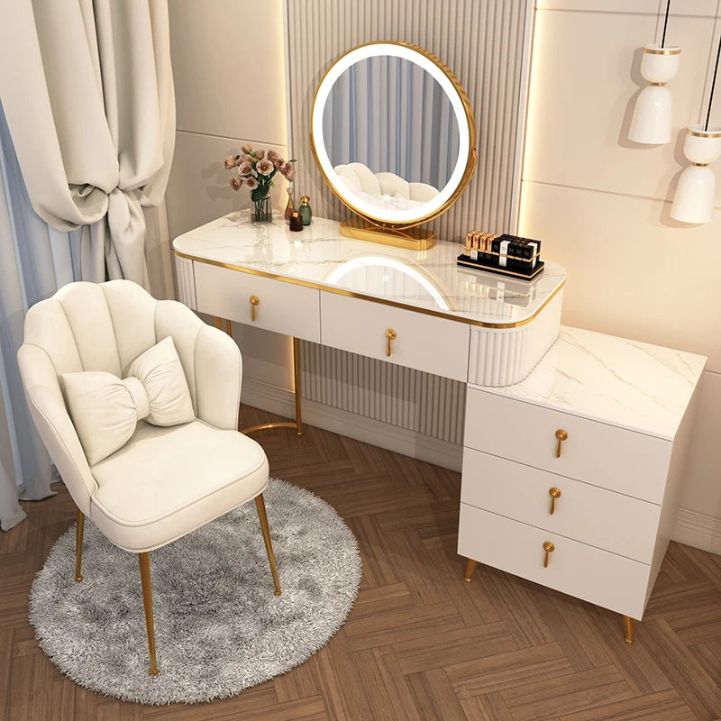 XMSJ French Beauty Vanity Table With LED Light Mirror