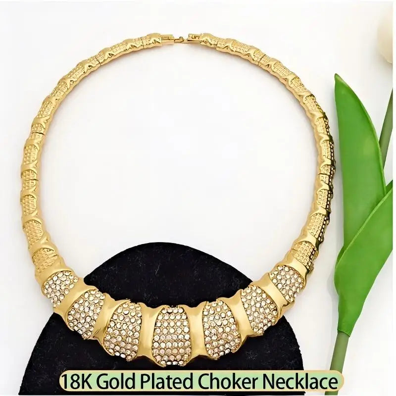GZJPEI 4-Piece Fashion Jewelry Set 18K Gold Plated