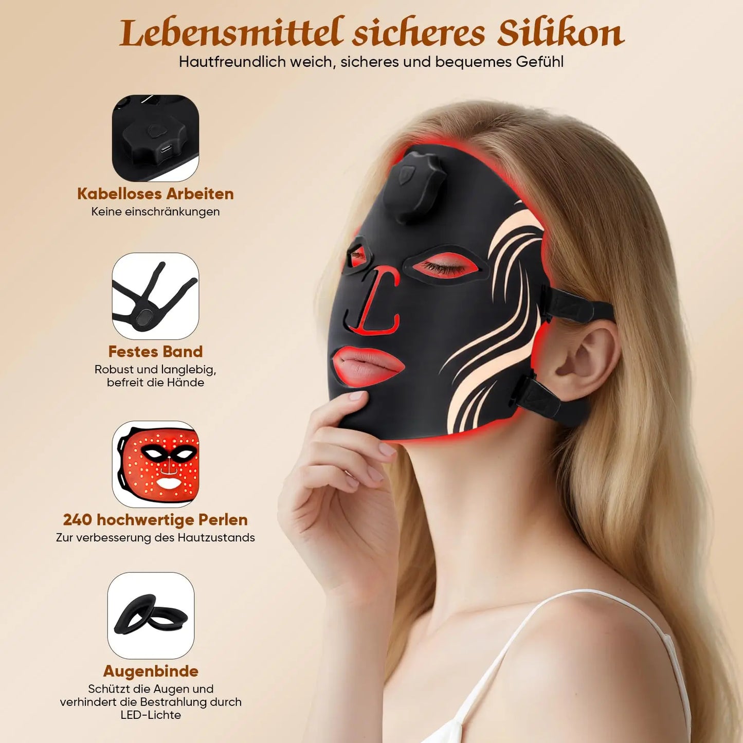 Portable Silicone Rechargeable 7 Wavelengths Light Therapy Mask