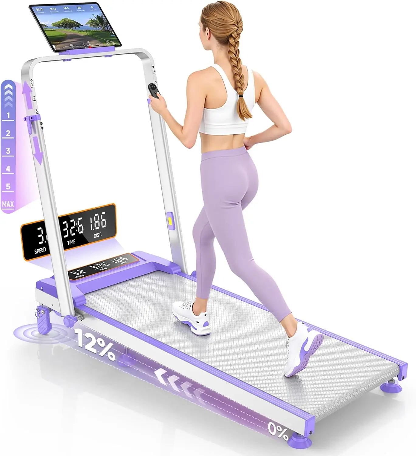 Walking Pad Treadmill With Adjustable Incline And Handle Bar 3.5HP