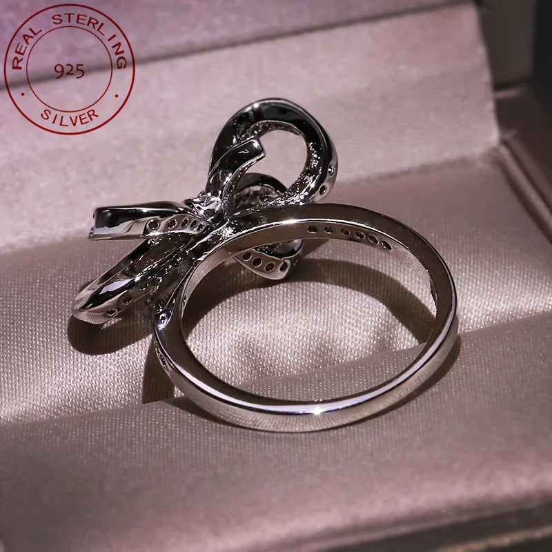 WPOOCC 925 Sterling Silver Bowknot Wedding Ring For Women